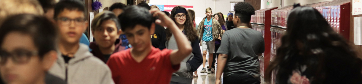 students walking in the hallway 
